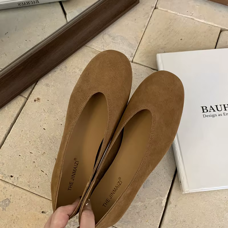 2025 femmes en cuir véritable femmes rouge marron chaussures plates mode bout rond peu profond sans lacet bateau chaussures doux talon plat chaussures simples