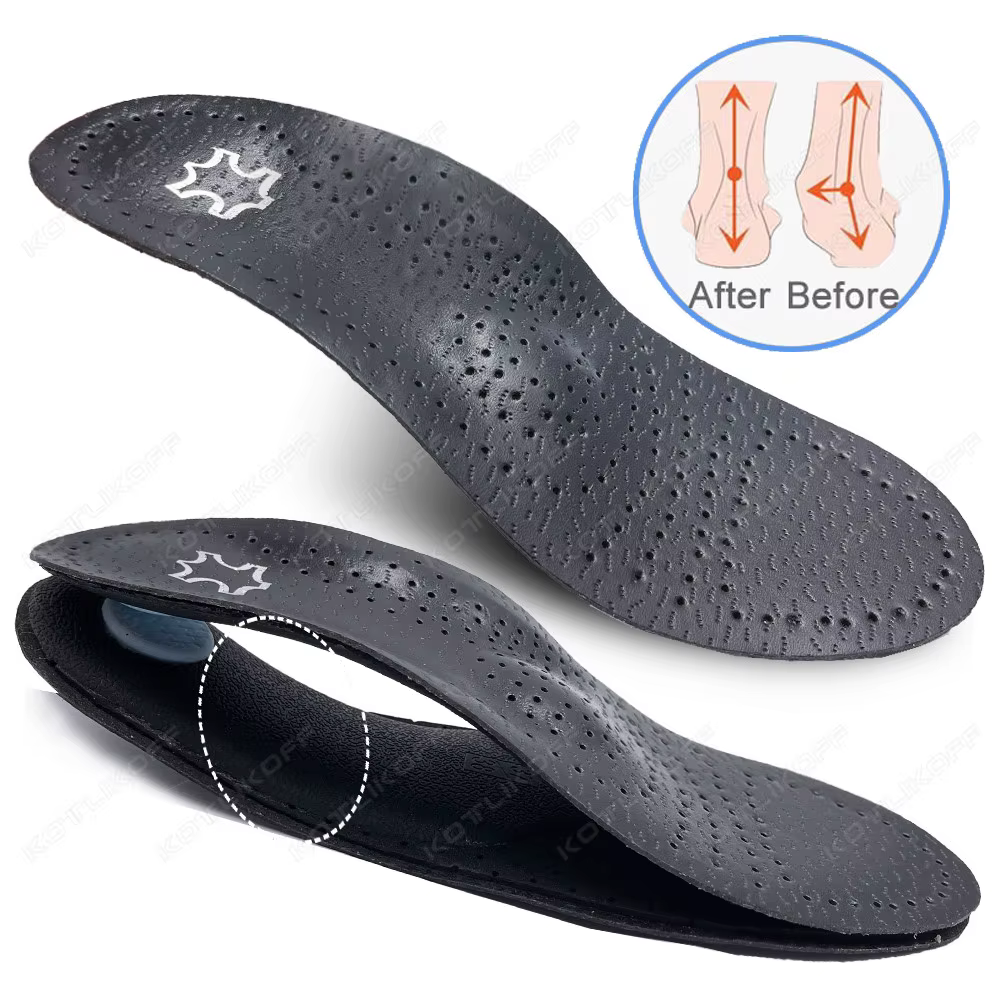 Semelle intérieure orthopédique en cuir pour pieds plats
