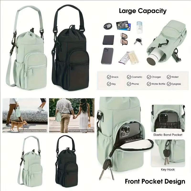 Sac bandoulière porte-bouteille avec sangle pour bouteilles isothermes de 32 oz et 40 oz, support de transport croisé pour bouteilles et accessoires