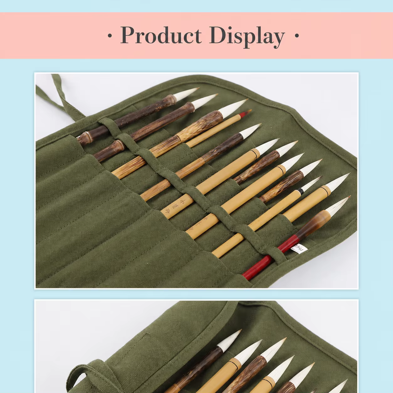 Rouleau de pinceaux en toile