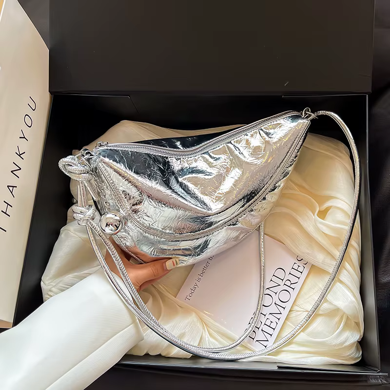 Petits sacs à bandoulière argentés pour femmes 2025 Y2k, sac seau de styliste de mode coréenne, sac à bandoulière pour dames, sacs à main et bourses