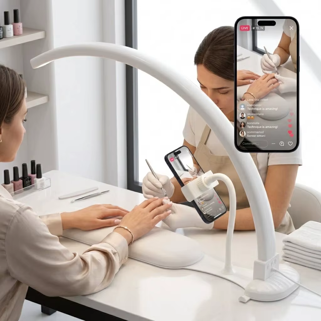 Lampe demi-lune 36W pour table de manucure, lampe à ongles avec interrupteur à bouton, salon de beauté, cils, manucure, lumière LED demi-lune à intensité réglable