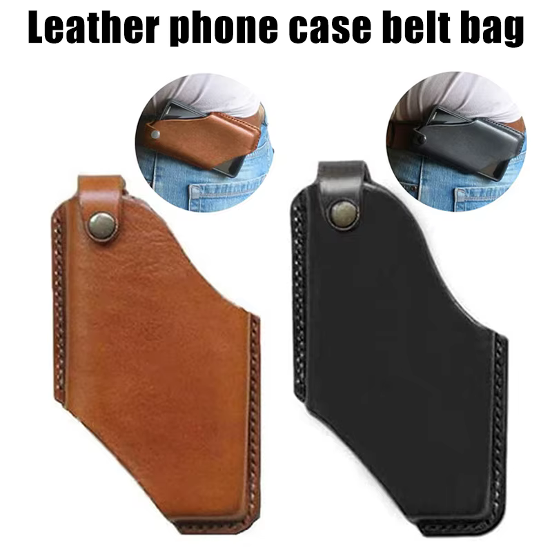 Étui de téléphone en cuir pour hommes, pochette de ceinture, sac de taille pour iPhone, étui à boucle pour téléphone portable, portefeuille, sac à main, sacs de taille, support pour téléphone