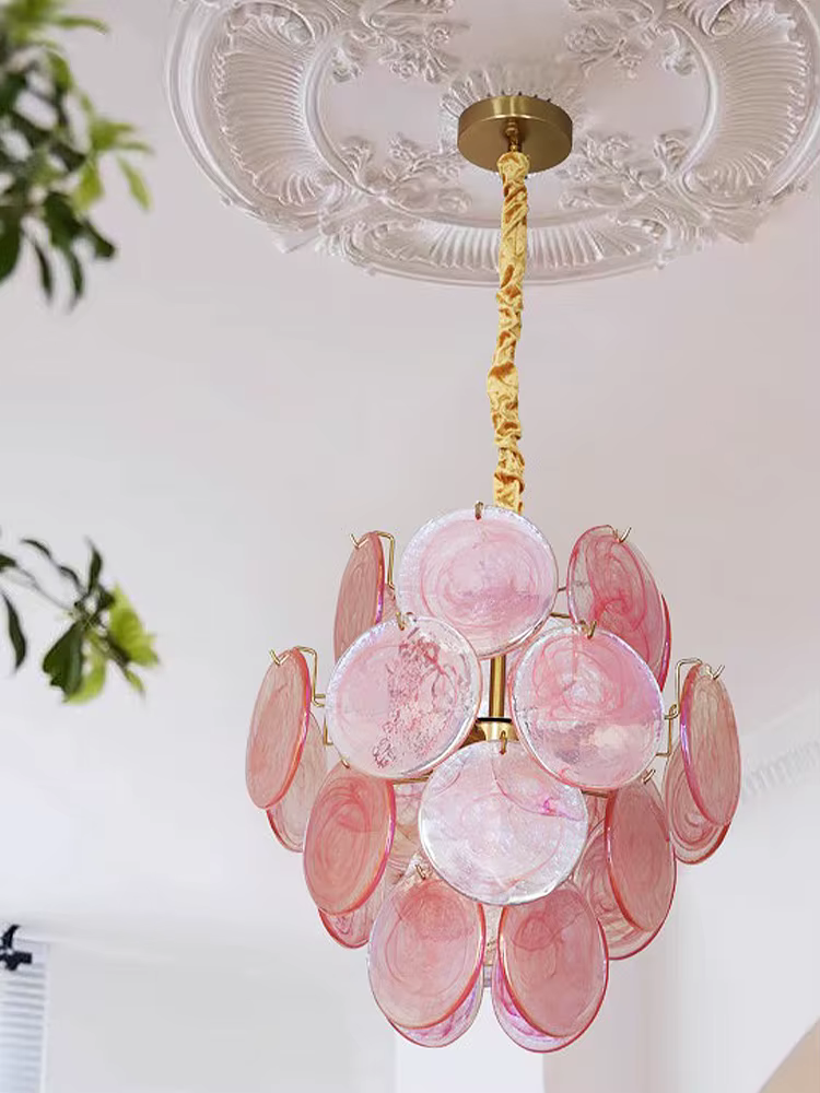Plafonnier LED Vintage en Verre Rouge au Design poumons