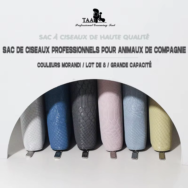 TAA Sac à Ciseaux Sac à Peignes Pour Animaux De Compagnie Doublure En Cuir Véritable Pu Pack D'outils Professionnels Morandi Colorful Pouch Accessoires Pour Animaux De Compagnie