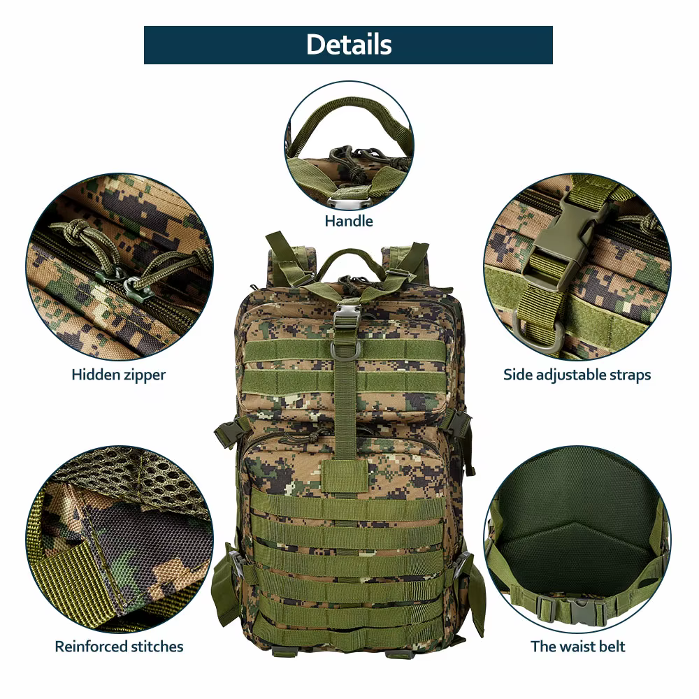 50 litres extérieur tactique double épaule grand 3P sac à dos Backcountry cyclisme sport sac à dos voyage attaque camouflage multi-fu