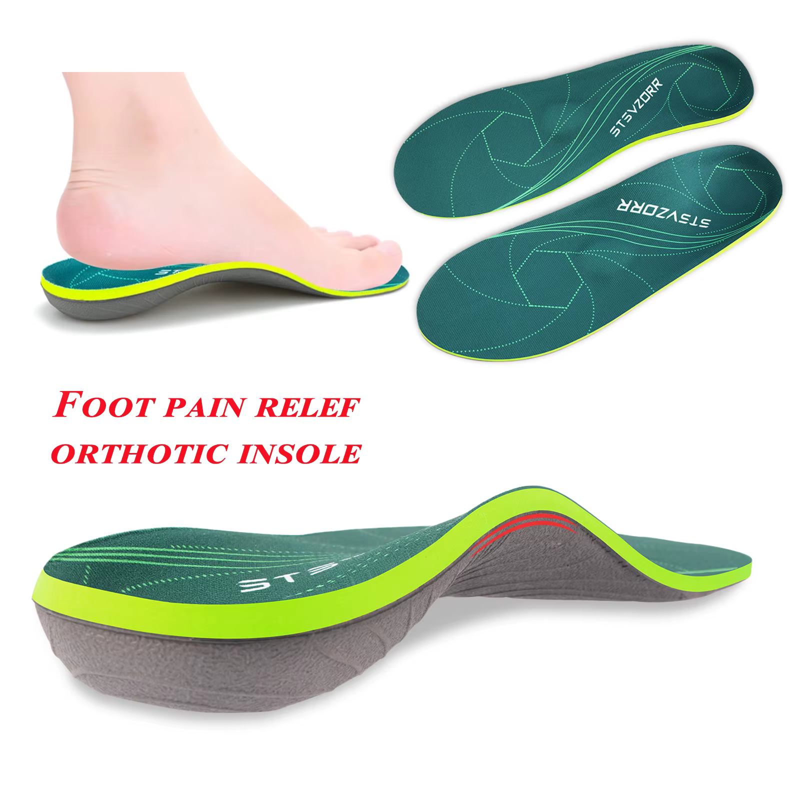 Semelle intérieure orthopédique pour pied plat sévère, fasciite plantaire, soulage la douleur au talon, chaussures de soutien de la voûte plantaire, insertion pour femmes et hommes, baskets, bottes