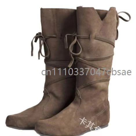 Bottes Médiévales Rétro Nordiques en Cuir PU pour Hommes et Femmes
