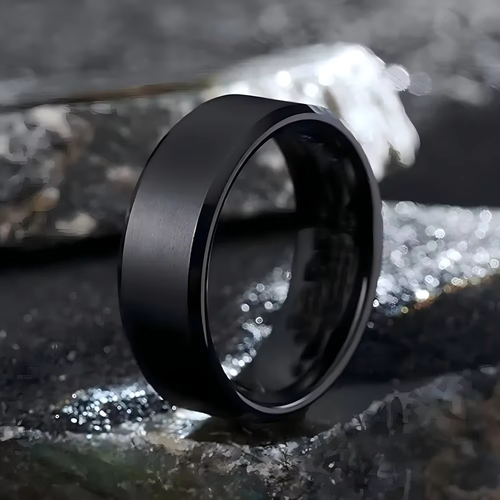 Bague de bijoux à breloques pour hommes et femmes, anneaux noirs en acier inoxydable, fiançailles de mariage, accessoire masculin mat de haute qualité