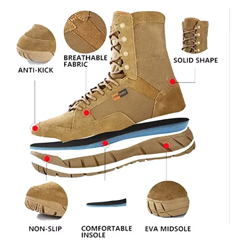 Chaussures tactiques légères pour hommes, bottes de Combat d'entraînement à lacets, imperméables, pour l'extérieur, randonnée, respirantes