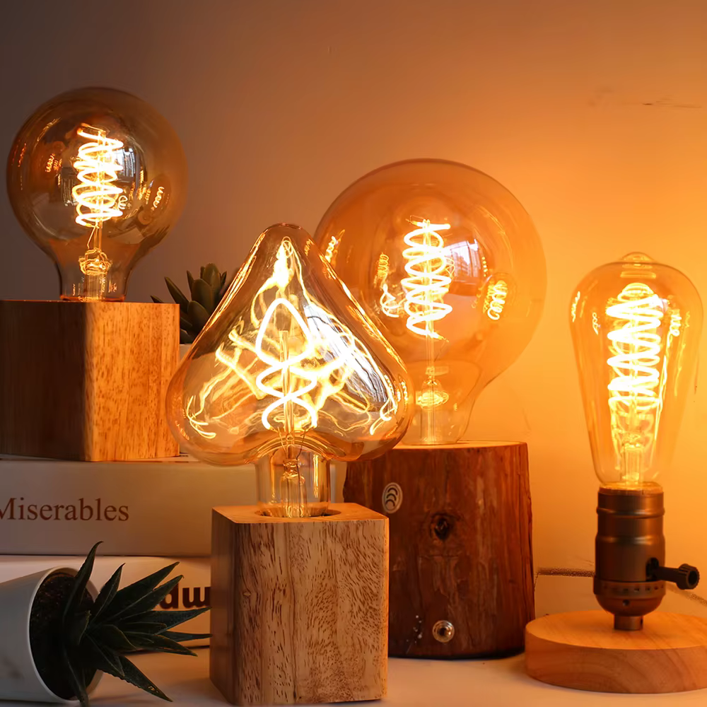 Ampoule LED rétro à Filament en spirale E14 E27, 4W, jaune chaud, 220V, C35 A60 T45 ST64 T185 T225 G80 G95 G125, lampe Edison Vintage
