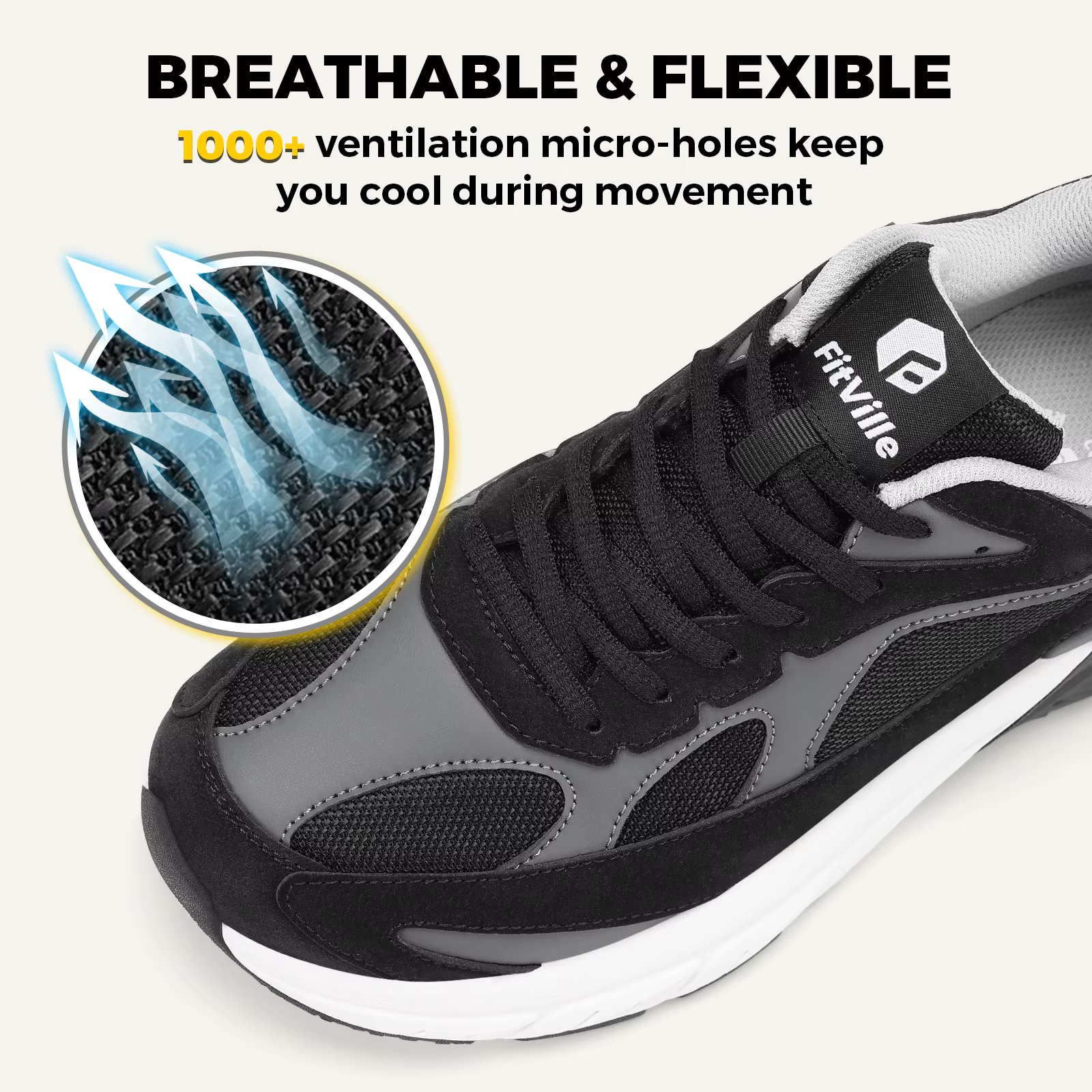 Chaussures de marche Fitville à design large pour hommes