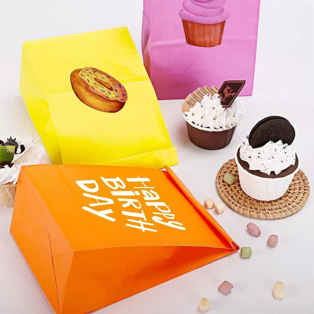 Sacs en papier Kraft colorés, 10/20/50 pièces, sacs de courses pour aliments et légumes, emballage de bonbons, sacs à déjeuner en Kraft, sacs de courses pour biscuits et pain