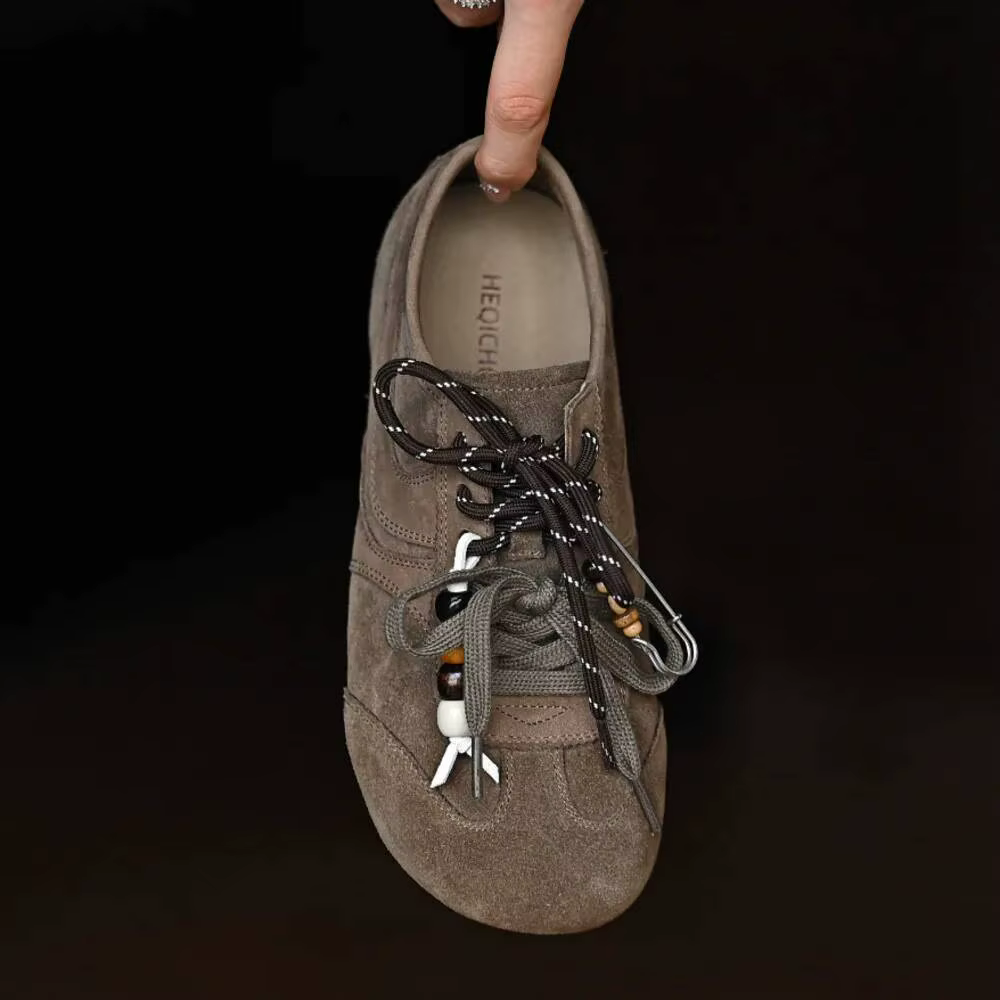 Chaussures de sport décontractées pour femmes, style allemand, rétro, à semelle souple et confortable, polyvalentes, à semelle plate, en cuir véritable