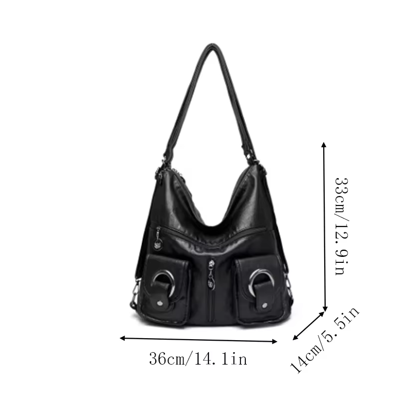 Sac à dos carré multifonctionnel en cuir pour femme, style vintage, imperméable et résistant à l'usure