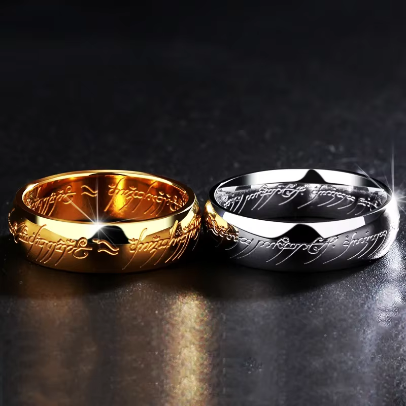 Seigneur des anneaux bague en acier inoxydable de pouvoir sculpté raffiné bague de mariage amoureux femmes hommes bijoux de mode