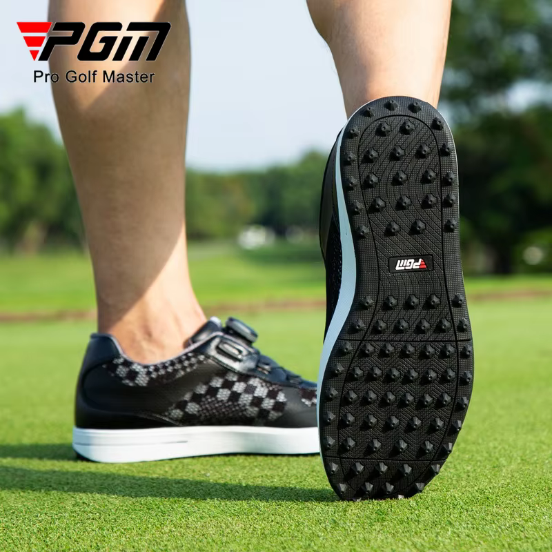 PGM – chaussures de Golf pour hommes, lacets à bouton, antidérapantes, imperméables, chaussures de sport, baskets noires XZ224