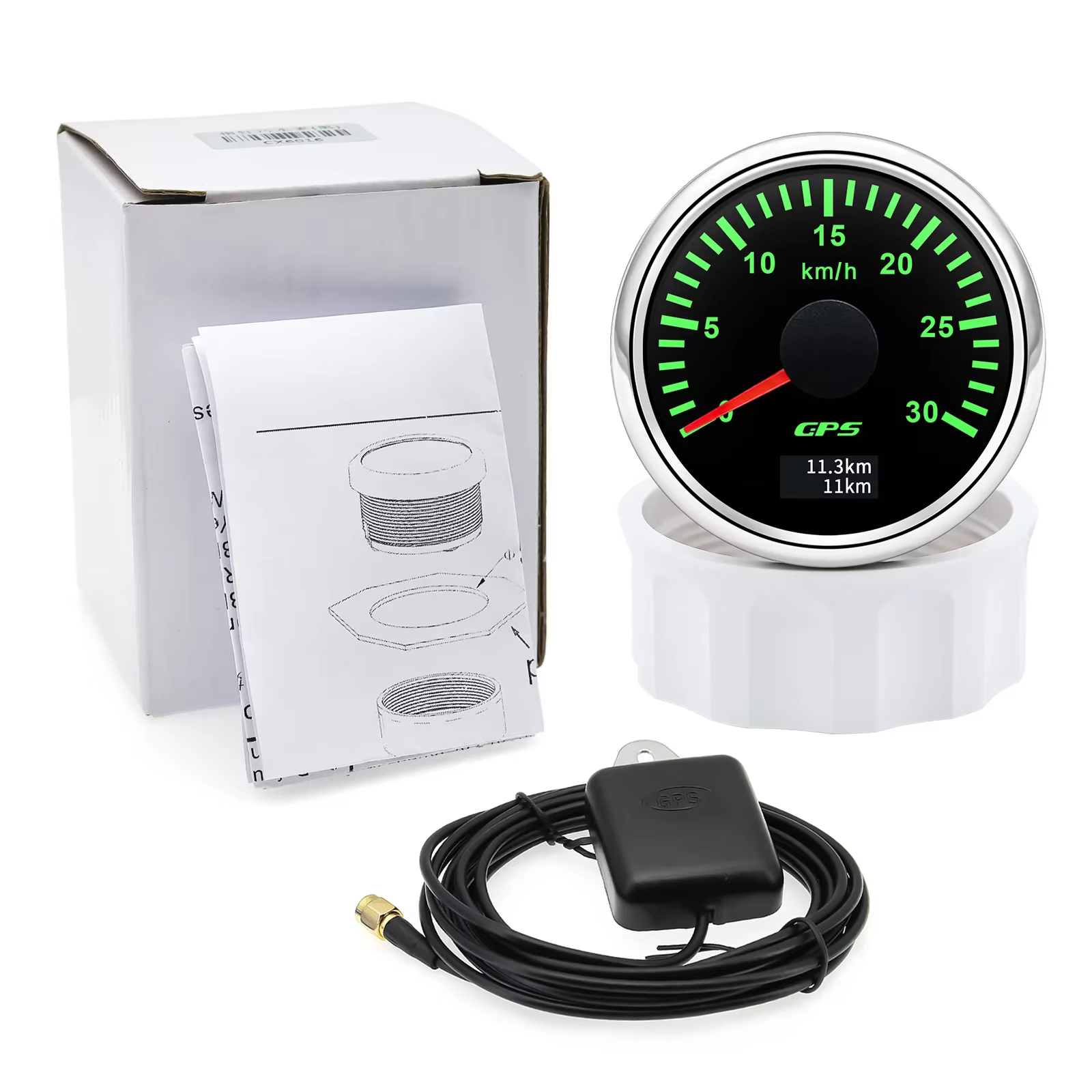 Compteur de vitesse GPS HD 52MM, 30/60/80/120/200 Km/h, jauge de vitesse pour bateau, voiture, camion, rétro-éclairage 7 couleurs avec antenne GPS 9-32V