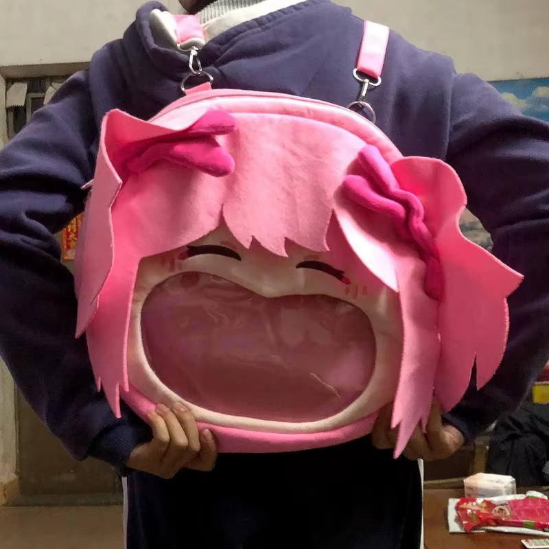 Mahou Shoujo Madoka Magica peluche Itabag sac à dos Anime Transparent grande bouche sac Kawaii sac à bandoulière Cosplay Badge cadeau de vacances