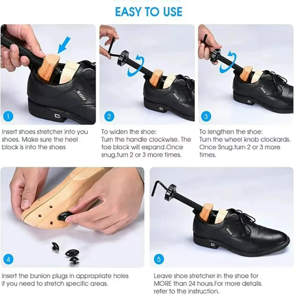 1 pièce Élargisseur de chaussures en bois réglable pour femmes et hommes aux pieds larges, pour augmenter la taille, la longueur et la largeur