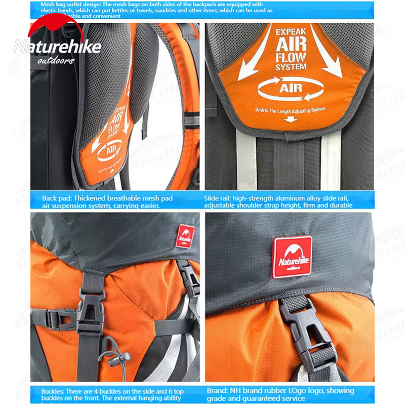 Naturehike 70 + 5L sac à dos randonnée voyage alpinisme sac à dos souple grande capacité hommes sac à dos étanche avec housse de pluie