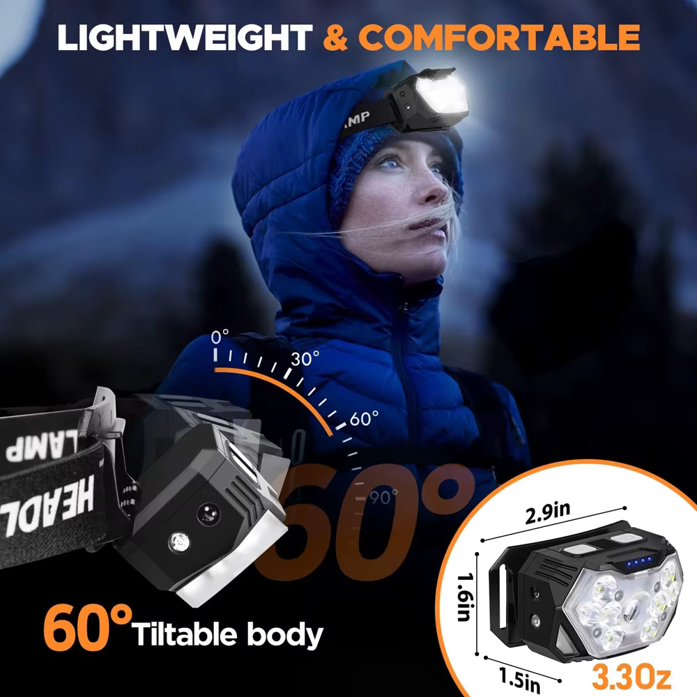 Phare LED Ultra lumineux avec lumière rouge lampe frontale Rechargeable par Usb en plein air course randonnée Camping