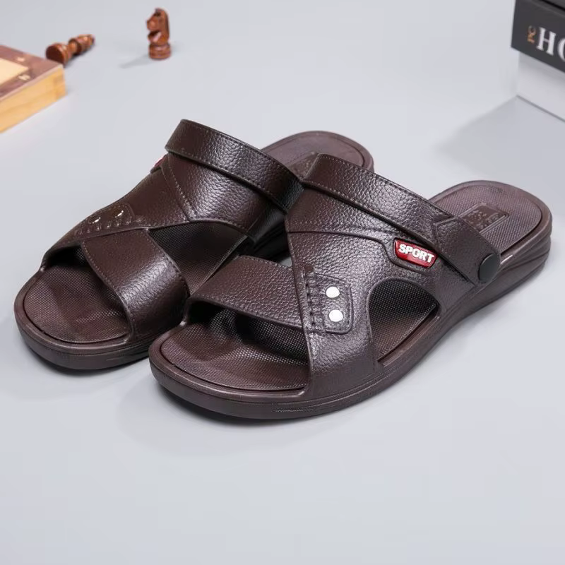 Sandales en caoutchouc pour hommes, pantoufles à porter de deux façons, été, extérieur, conduite, semelle épaisse, antidérapantes, confortables, chaussures de plage décontractées