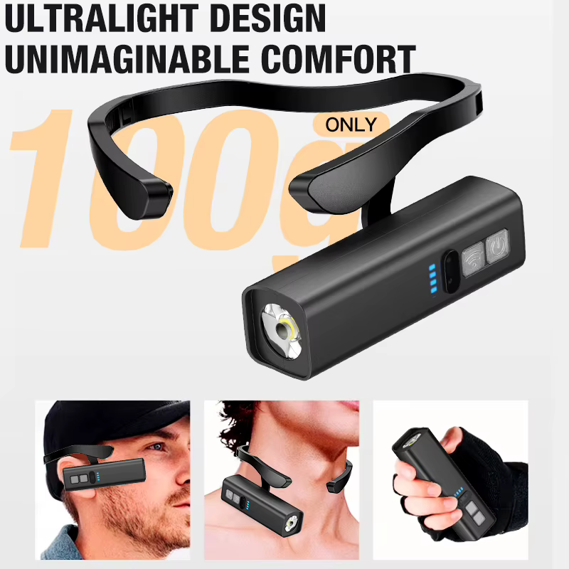 Lampe frontale à clip d'oreille, phare LED lumineux, lampe torche rechargeable étanche pour la pêche, la randonnée, la course à pied, le cyclisme et les activités de plein air