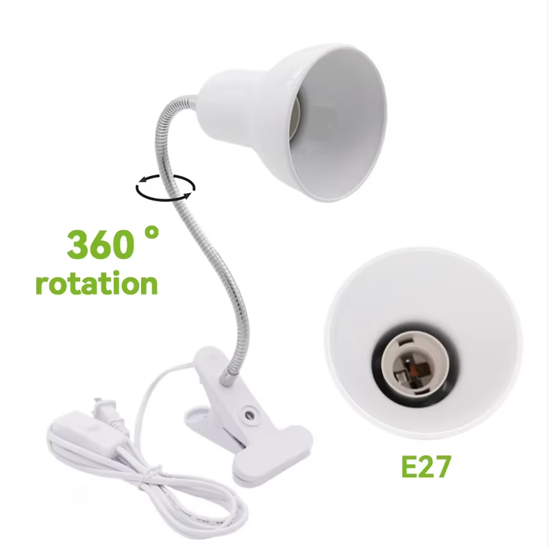 Lampe de bureau E27 avec Base à pince et col de cygne réglable, prise ue US, lampe à Clip pour placard, bureau, chevet, petit livre