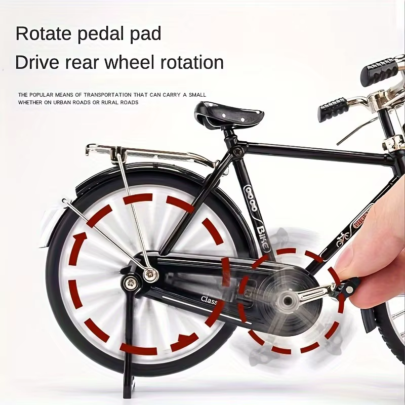 Kit de modèle de vélo vintage – avec pompe et bagages, cadeau idéal pour les collectionneurs et la décoration du bureau à domicile