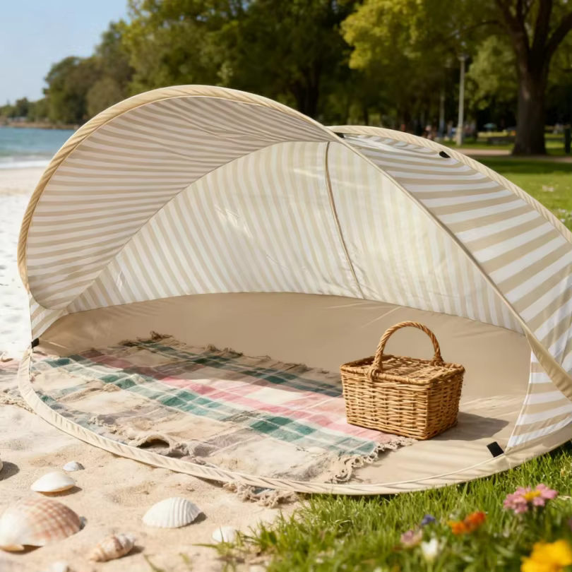 Tente de plage pour 2 personnes, installation rapide en 2 secondes, abri solaire pop-up sans assemblage, auvent portable pour plage, pique-nique, parc, camping