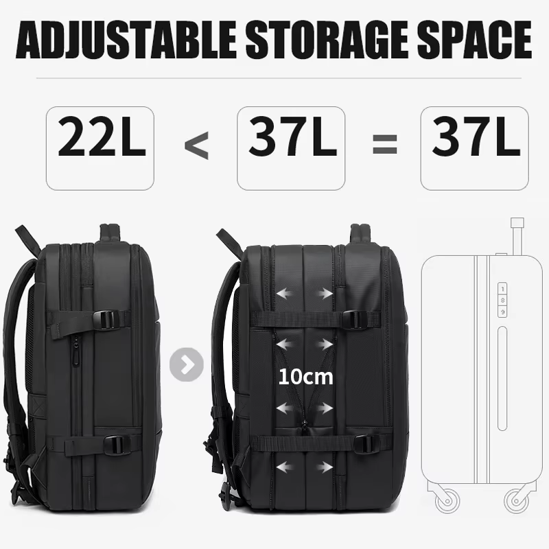 BANGE extensible hommes sac à dos étanche 17.3 pouces sac à dos pour ordinateur portable homme grande capacité