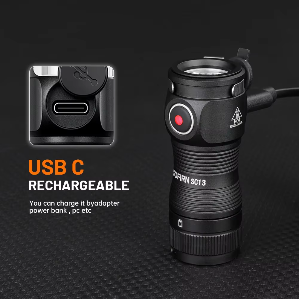 Sofirn Mini SC13 lampe de poche puissante SST40/519A LED 1300lm 18350 lumière LED Rechargeable 95
