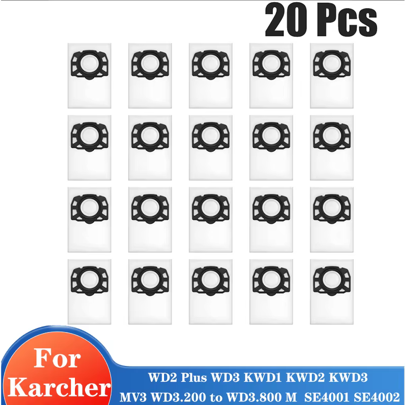 Sacs pour aspirateur compatibles avec Karcher WD2 Plus, WD 3, KWD 1, KWD 2, MV 3, SE 4001, SE 4002 Aspirateur eau et poussière