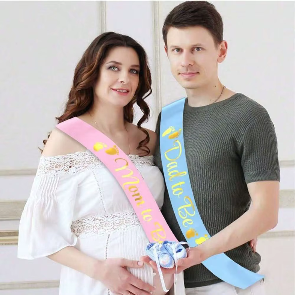 2 écharpes « Future maman » et « Future papa », ceinture à estampage à chaud, fournitures de fête, bretelles