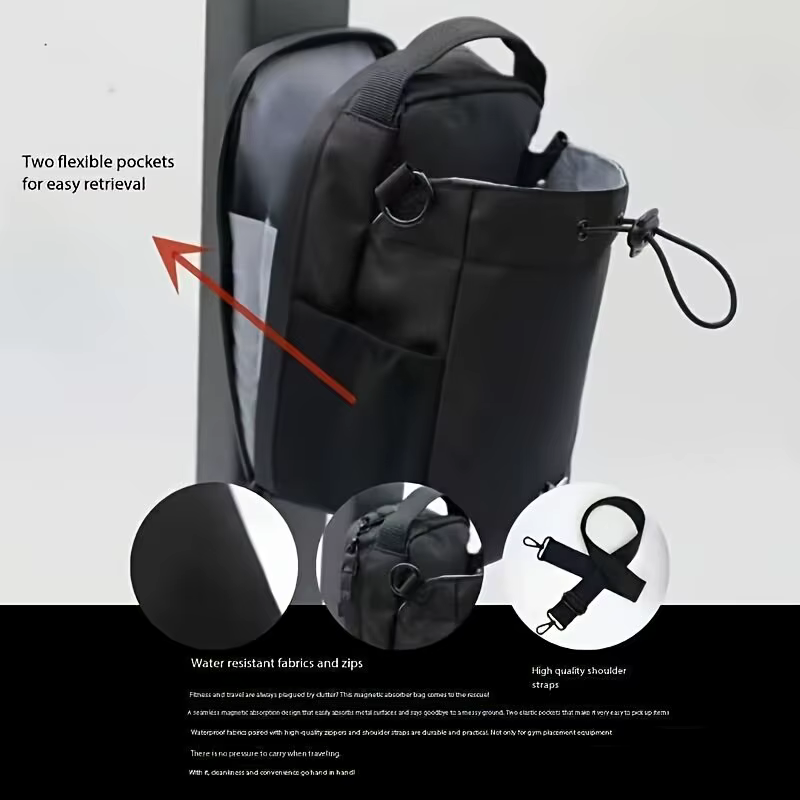 Sac de sport magnétique grande capacité avec poche pour téléphone, pochette portable pour bouteille d'eau, accessoires de gym, sac de sport