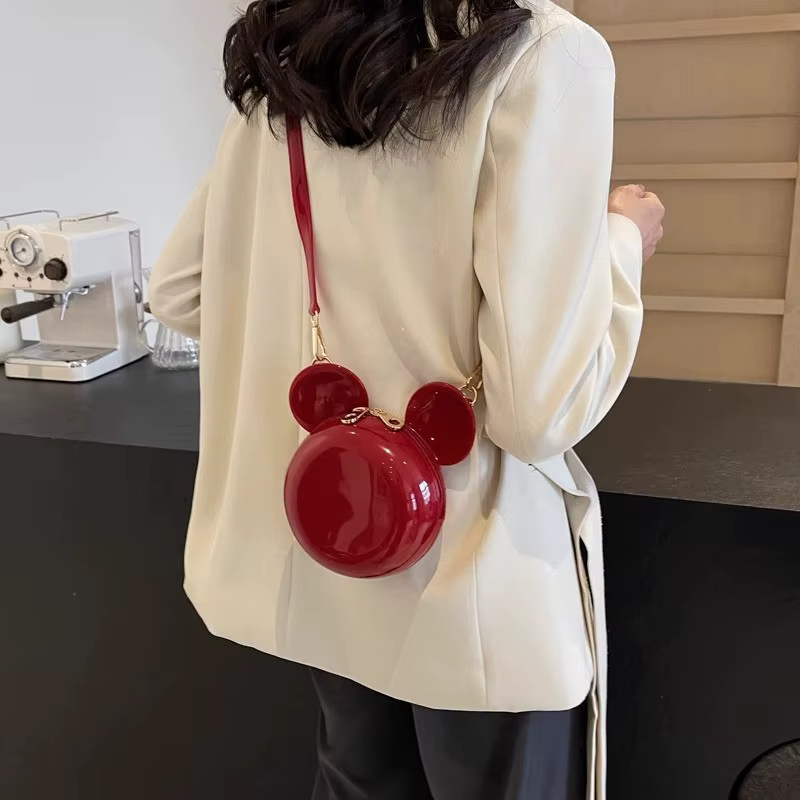 Disney tureMouse-Sac à main pour femme, Minnie initié, Diagonal, Casual, Fashion Girl PU, Round Bag, Birthday Gifts, New