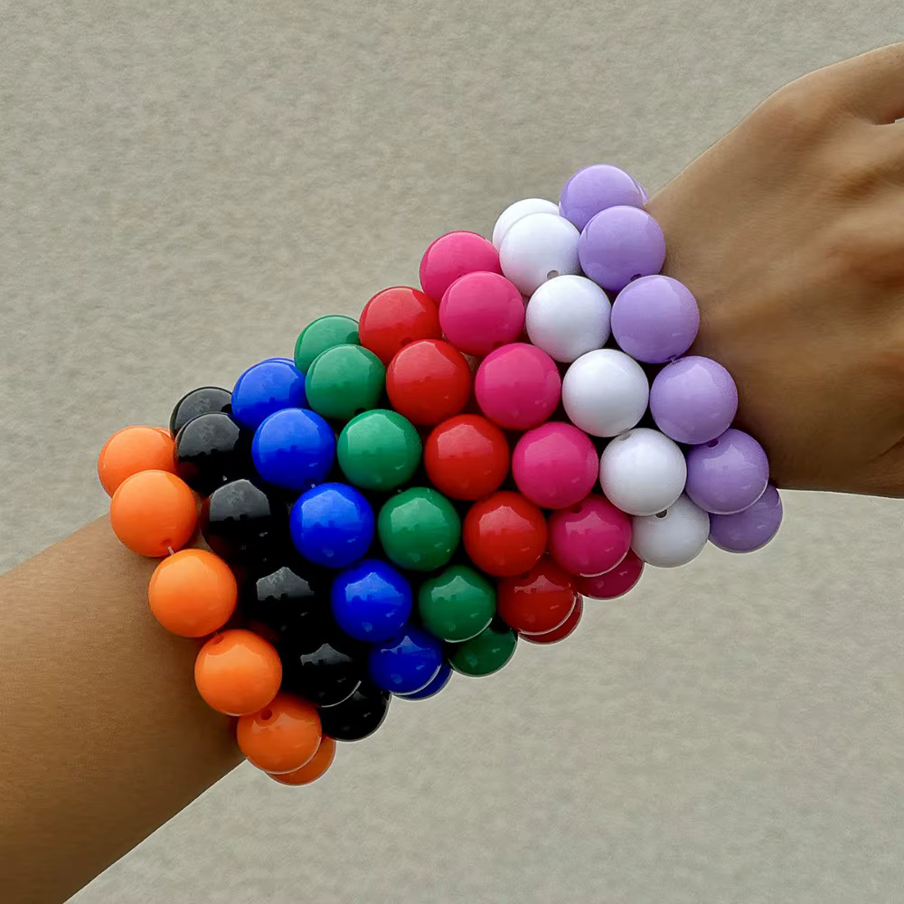 Bracelet bohème ethnique coloré en acrylique pour femmes, grandes perles, personnalité exagérée, bijoux de plage d'été, accessoires cadeaux