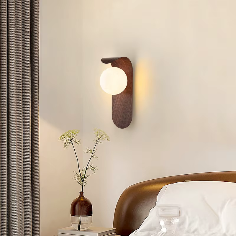 Lampe murale en fer à grain de noyer pour hall d'entrée, restaurant, couloir, chambre à coucher avec abat-jour en acrylique, ampoule G9, éclairage décoratif pour la maison