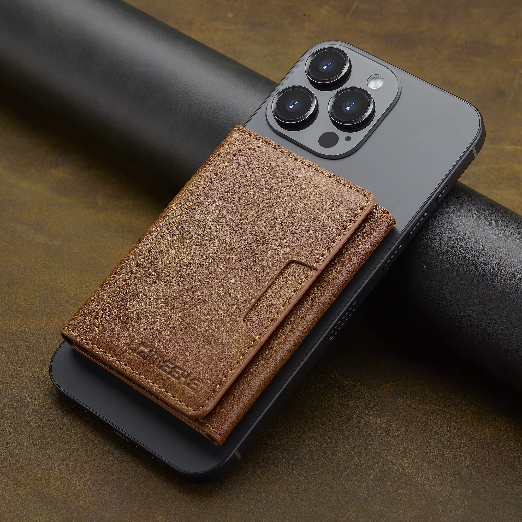 Carte magnétique Solt sac pour iPhone Samsung Google Xiaomi Magsafe fonctions porte-carte portefeuille en cuir PU hommes mince sacs à main poche