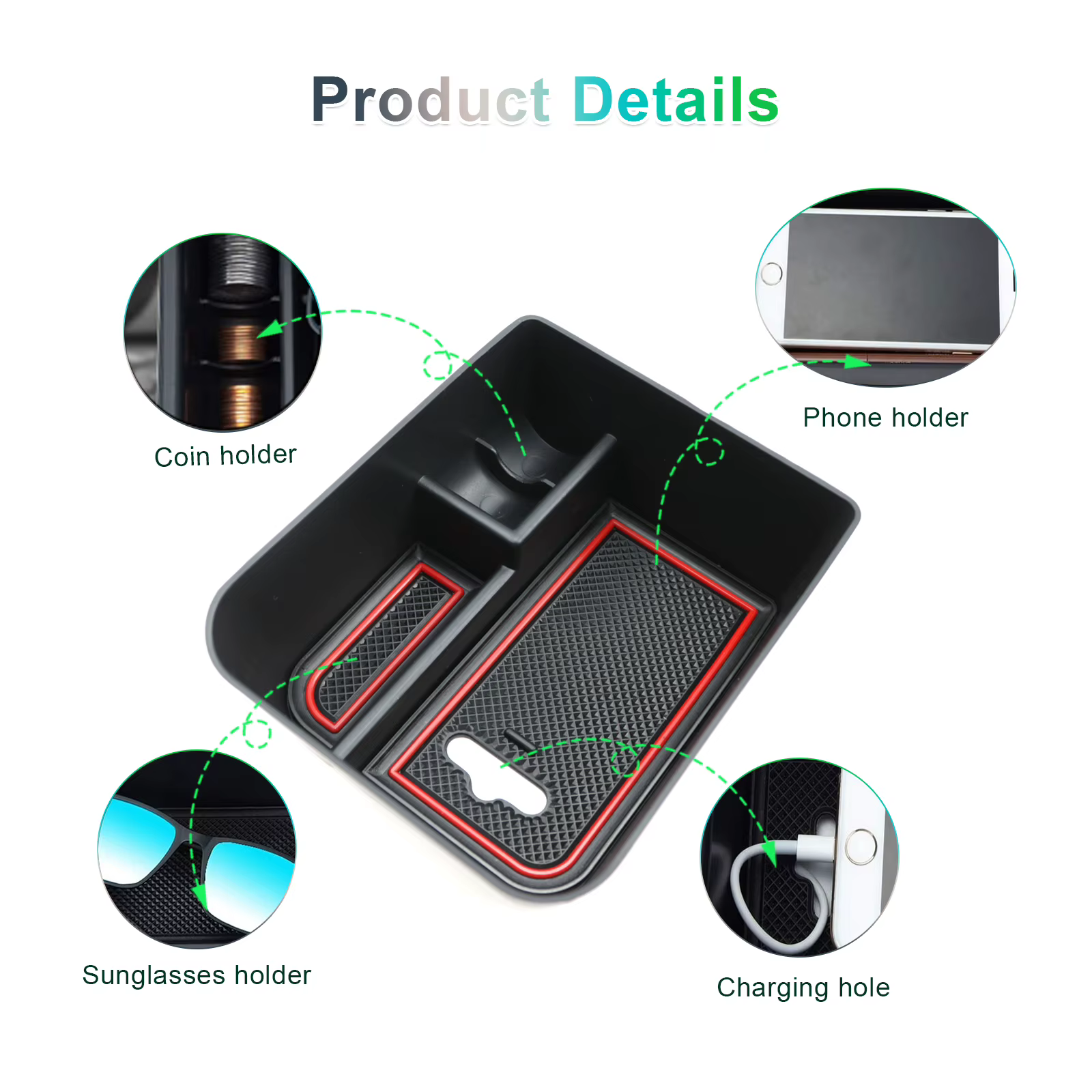 RUIYA Boîte de rangement pour accoudoir de voiture pour Seat Ibiza Typ 6F / Arona SUV 2020-2025 Conteneur de contrôle central Auto Seat Arona Accessoires