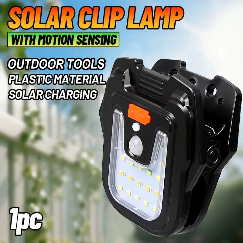 Lampe solaire à pince avec capteur de mouvement