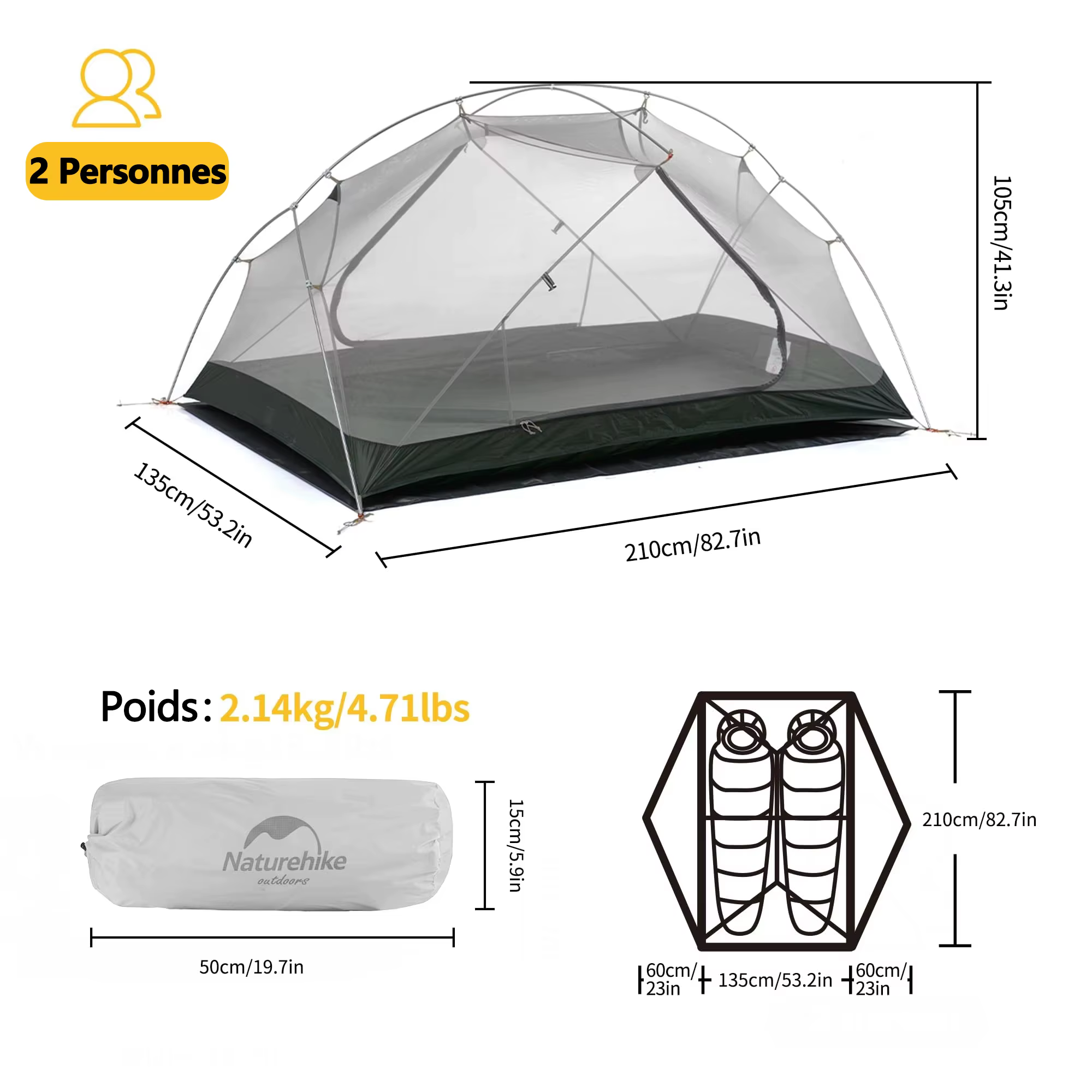 Tente de camping Naturehike Mongar 2