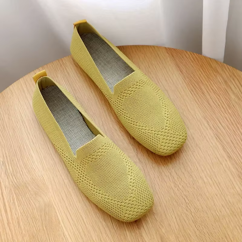 Ballerines carrées pour femmes, mocassins décontractés, semelle confortable, chaussures paresseuses respirantes douces, 2024