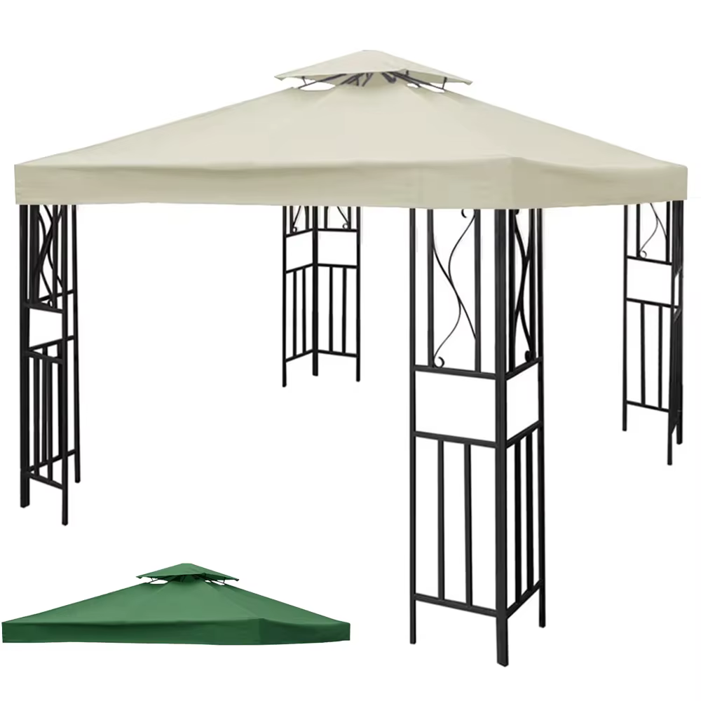 Housse de remplacement pour tonnelle de jardin 3x3M, auvent de remplacement à 2 niveaux pour tente de jardin extérieure, toit de tente de patio pour protection solaire
