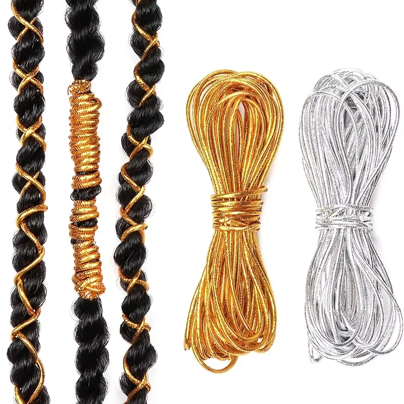 Dreadlock tresses cheveux accessoires or tressage cheveux déco style miroitant extensible africain tresse tressé cordon élastique