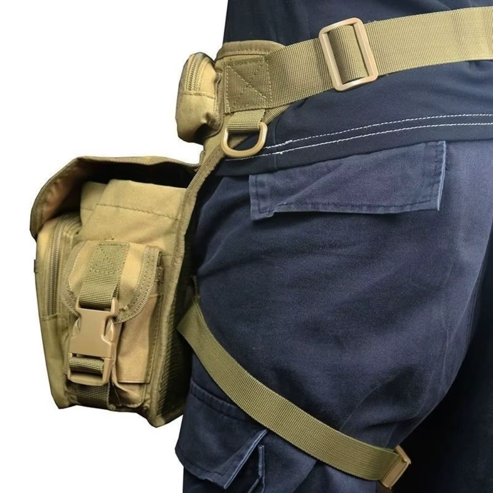 Sac de jambe tombante d'extérieur de grande capacité réglable avec poches latérales sac de taille de randonnée sac de cyclisme de vélo étanche polyvalent