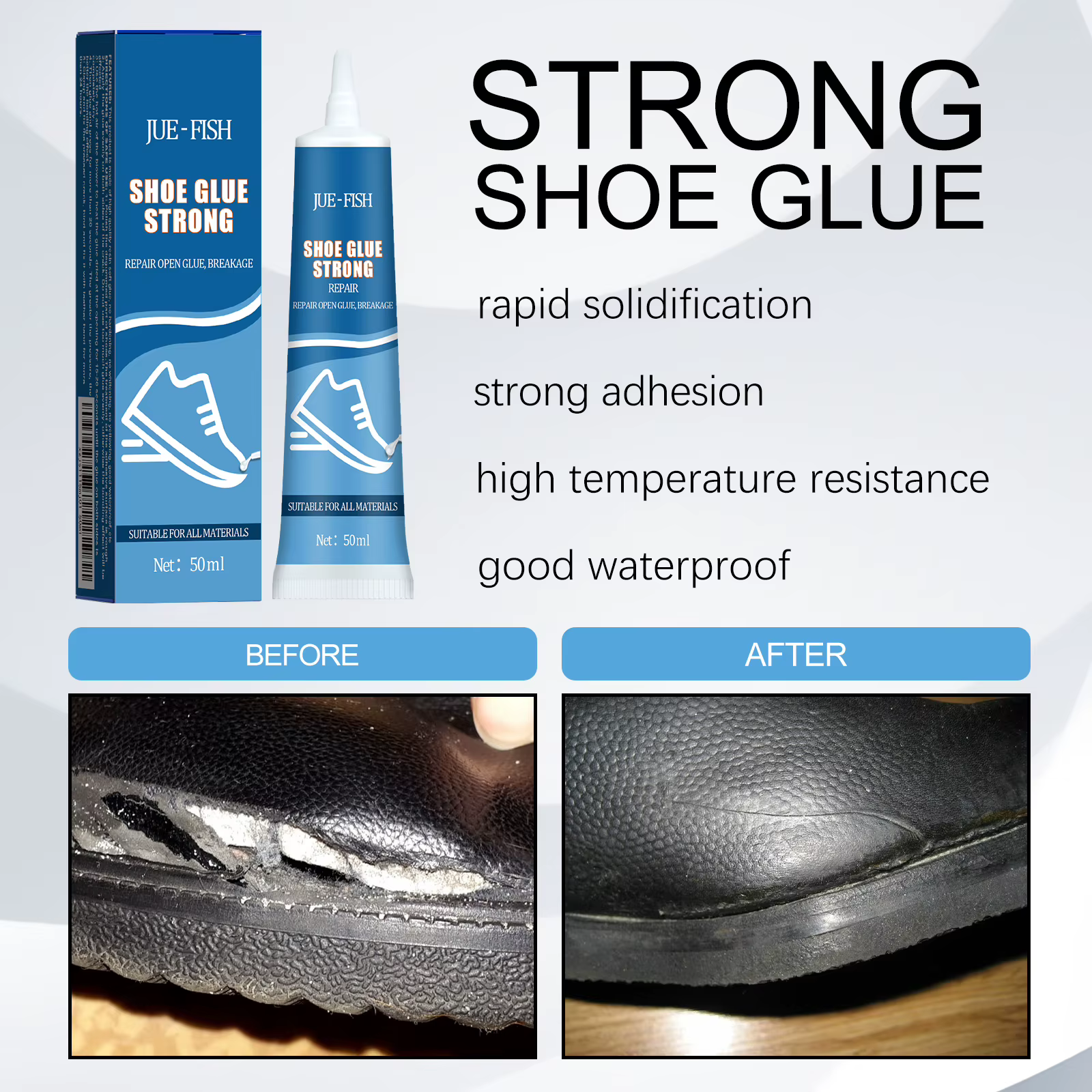 Colle pour réparation de chaussures, adhésif imperméable à séchage rapide, liaison forte, résistant aux hautes températures, fixateur de semelles de bottes en cuir multiple pour baskets