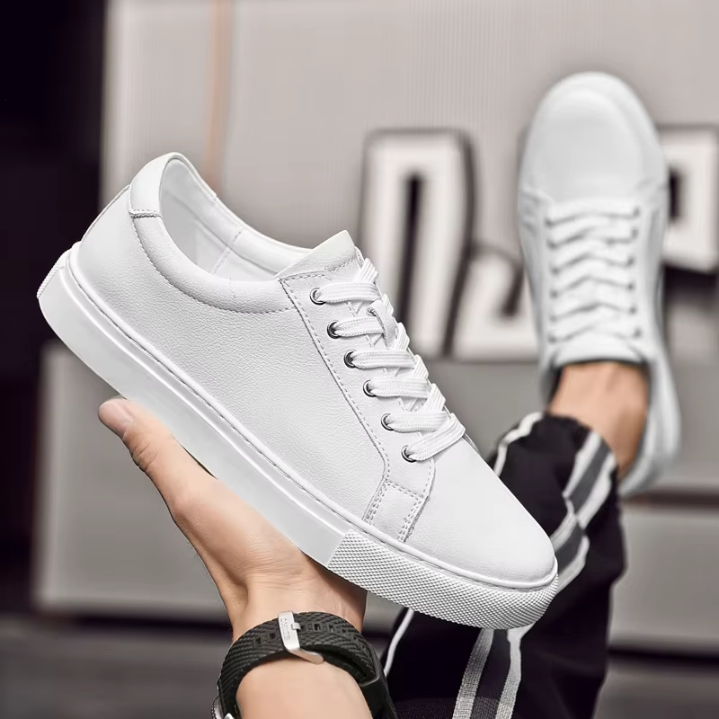 Chaussures de luxe pour hommes marque baskets en cuir véritable