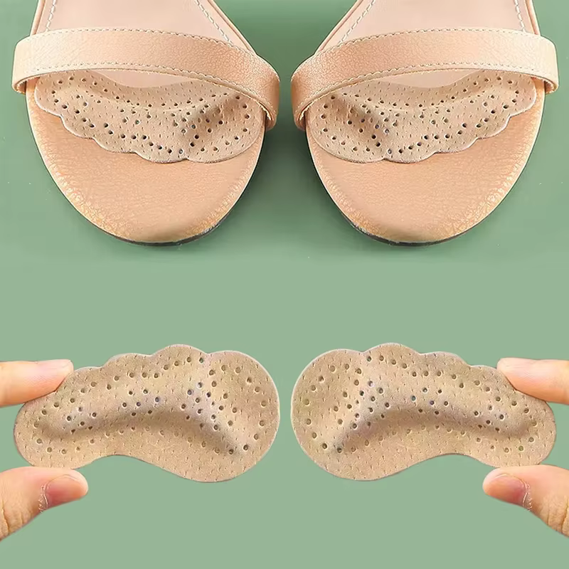 Semelles intérieures coordonnantes pour femmes, autocollants de chaussures, coussinets avant-pied en cuir pour sandales, insertion de talons hauts, coussinets de pied auto-adhésifs